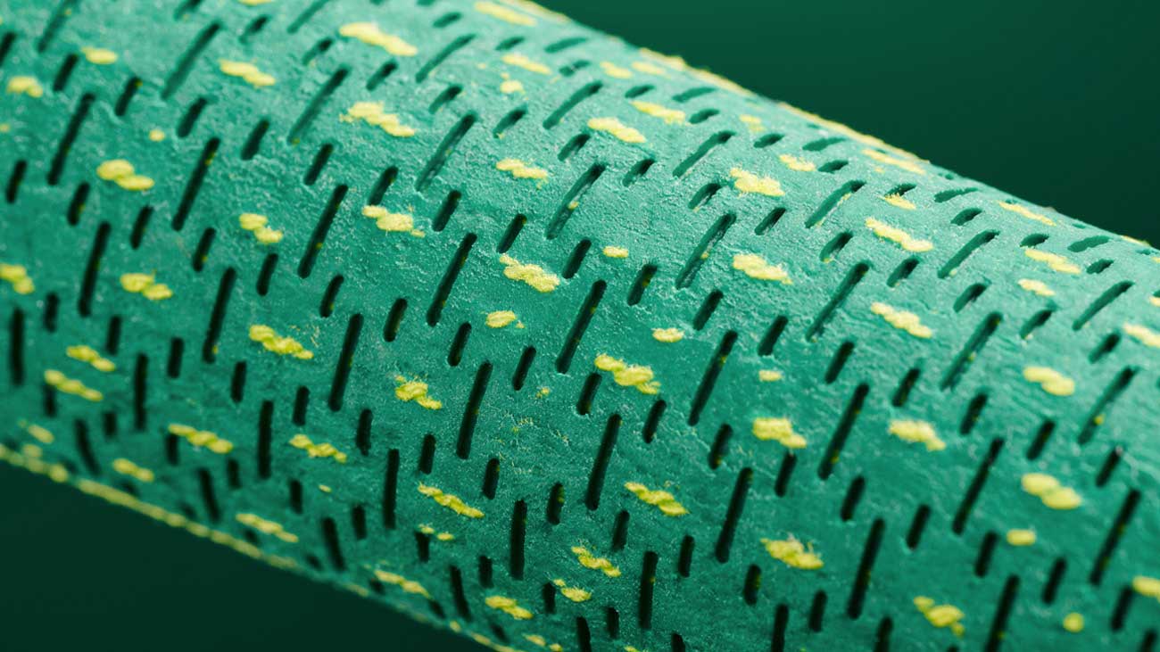 closeup of the texture of a UTX Green grip from Lamkin Grips